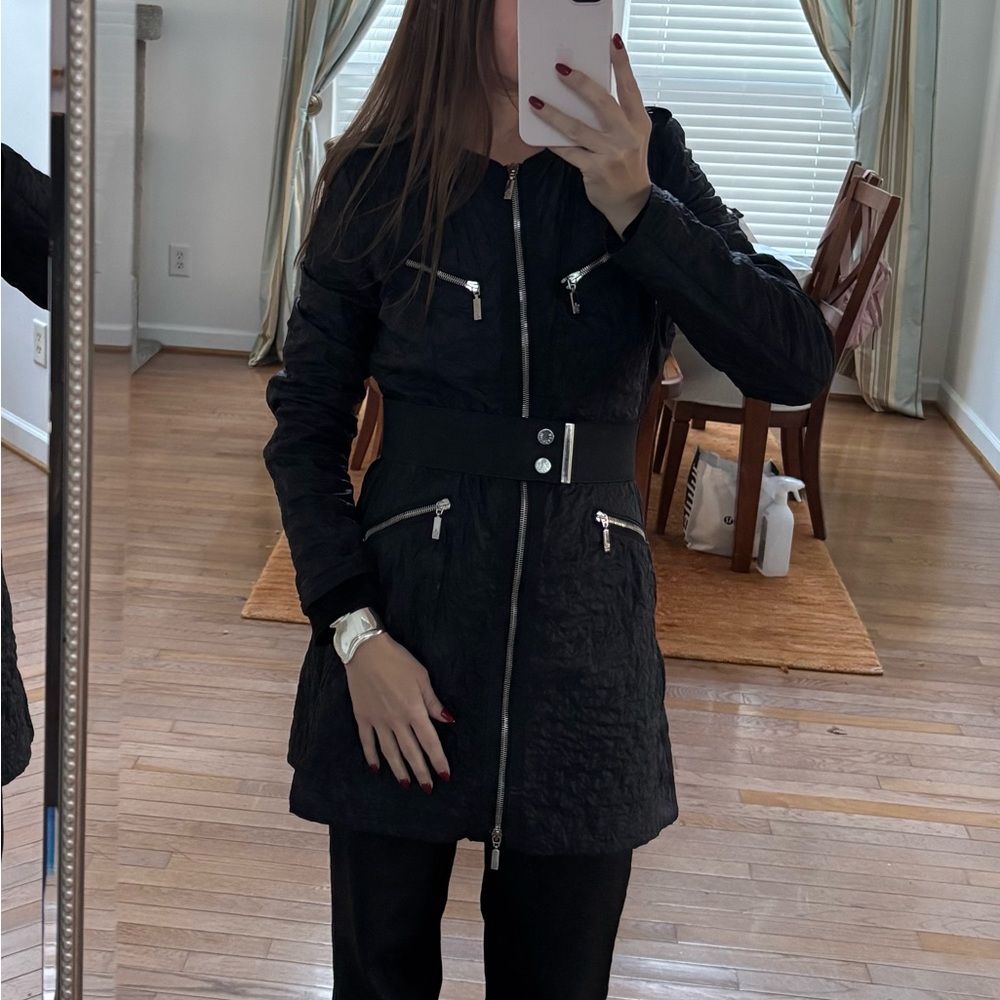 Moncler Quilted Belt Coat - Navy, Size I (XS/S)